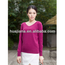 Inner Mongolia 100% cashmere woman's V neck sweater